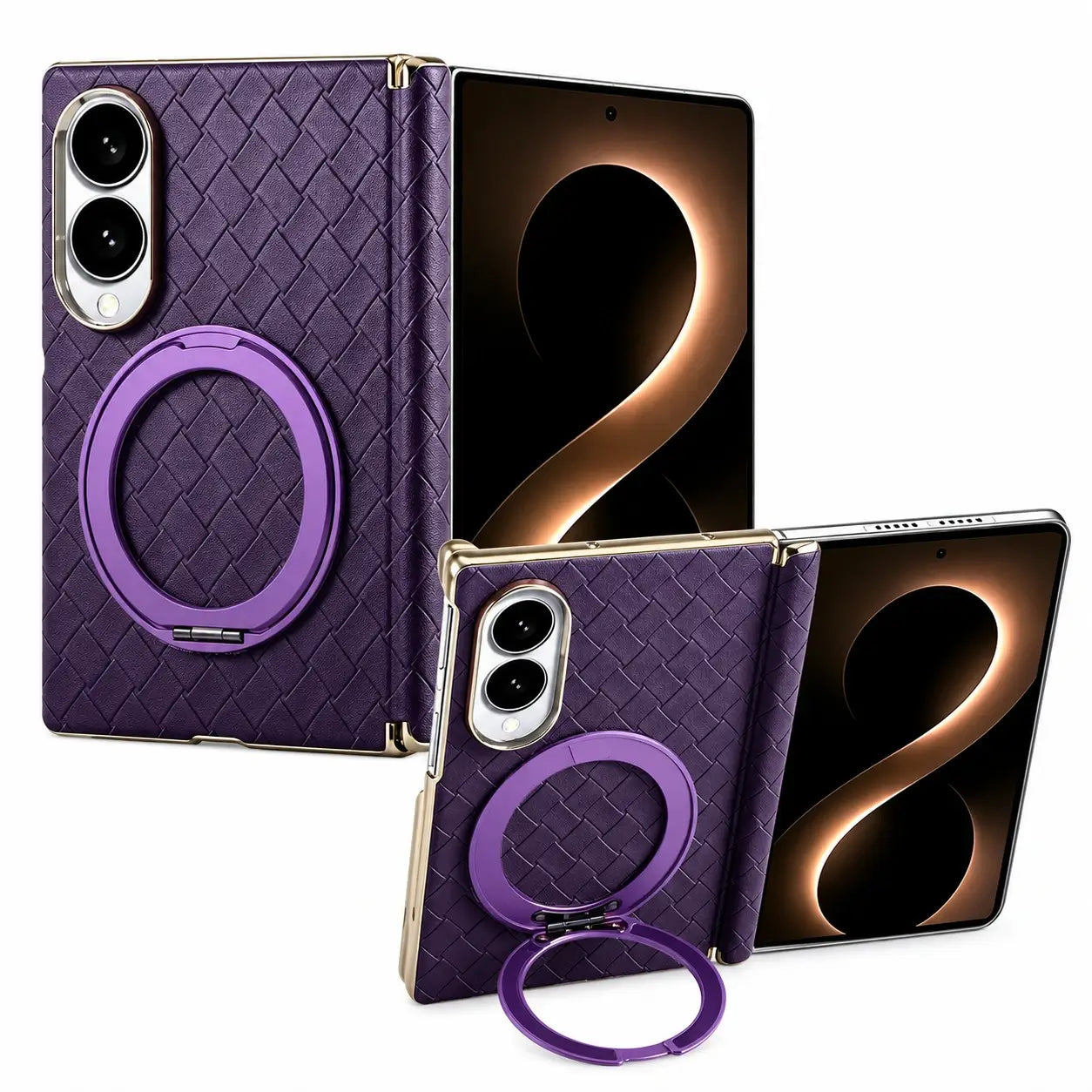 Samsung Galaxy Z Fold 8 MagSafe Leather Ring Stand Case
