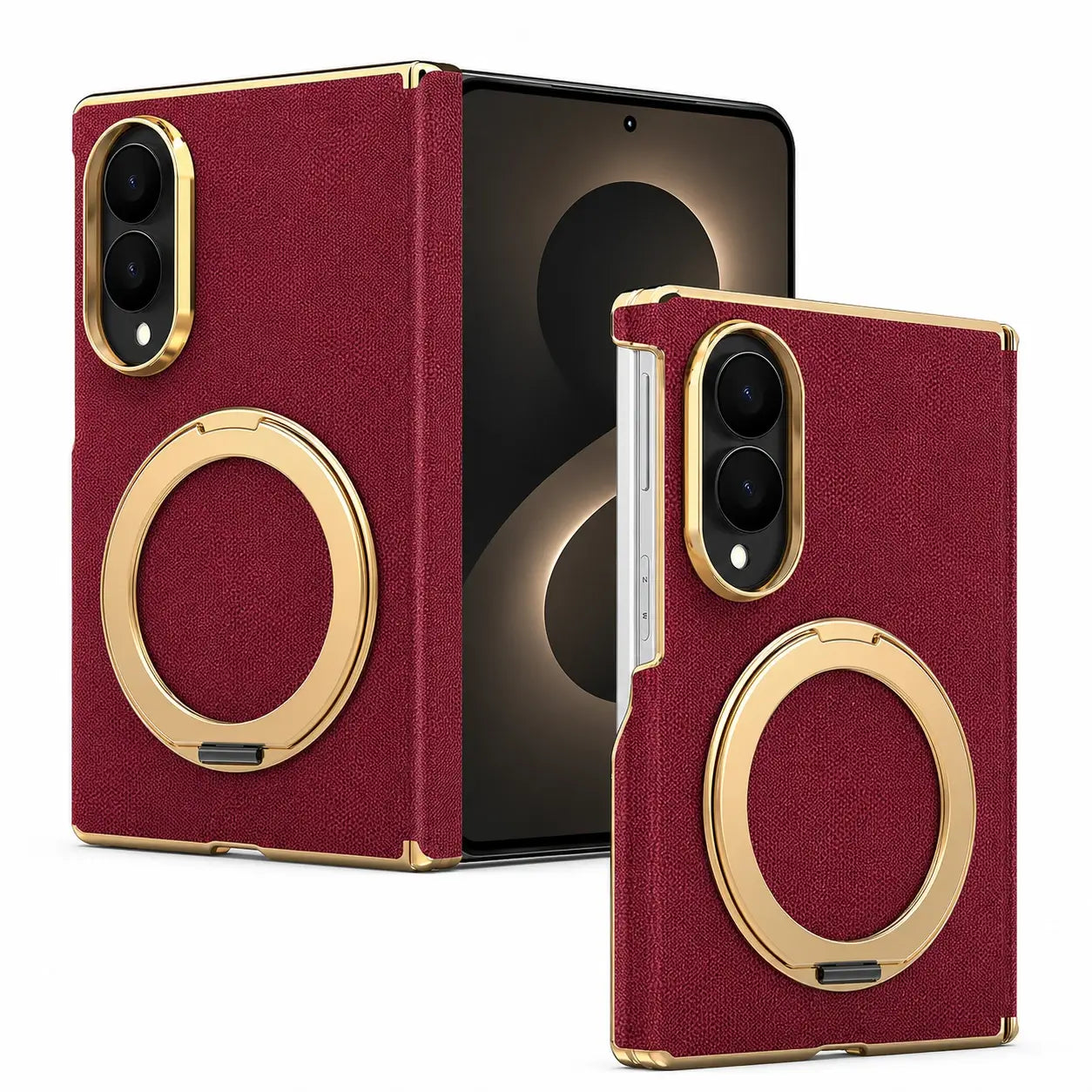 Samsung Galaxy Z Fold 8 Luxury Leather Ring Stand Case