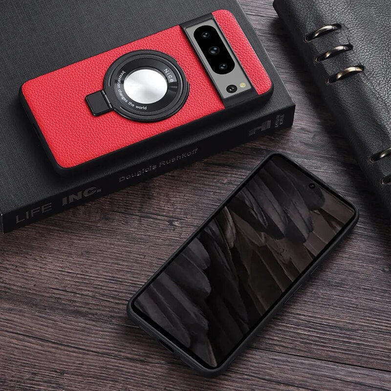 Premium Leather Magnetic Wireless Charging Case For Google Pixel 8 Series - Odin case