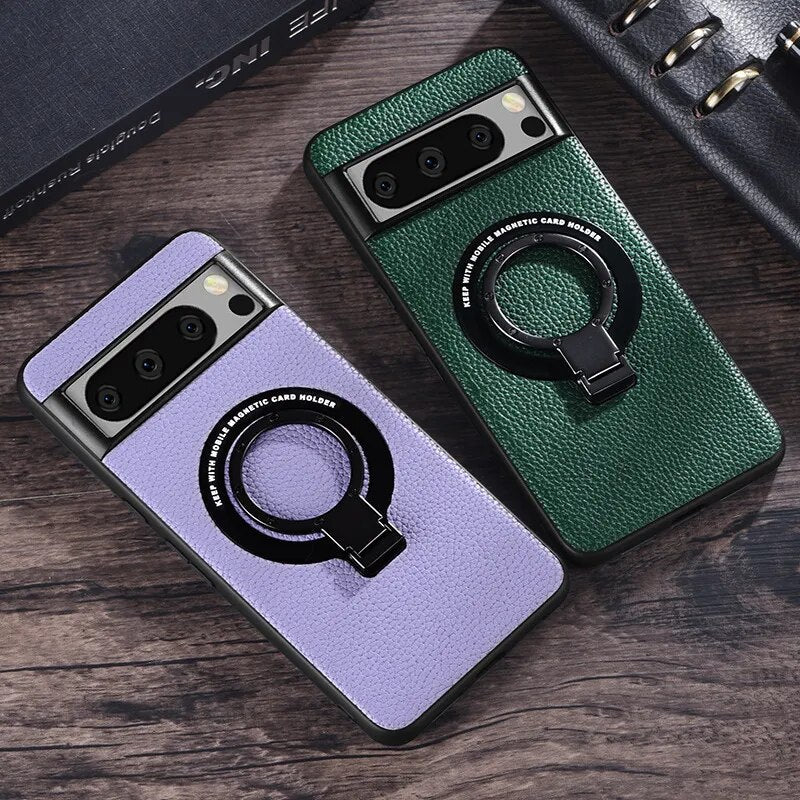 Magnetic Leather Case with Bracket for Google Pixel 8 Series - Odin case