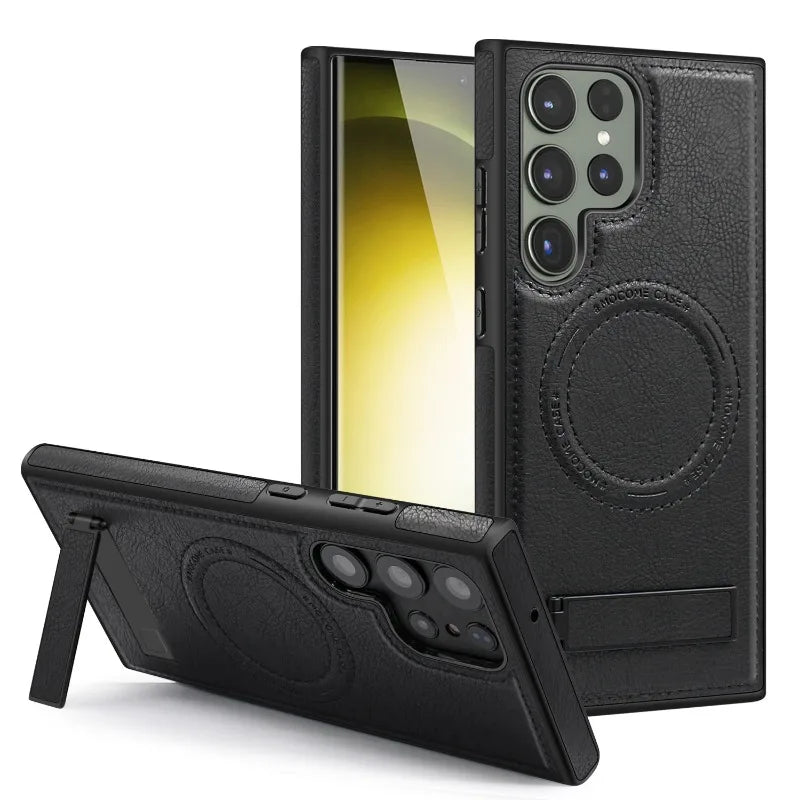 Samsung Galaxy S24 Case Leather Magnetic with Kickstand - Odin case
