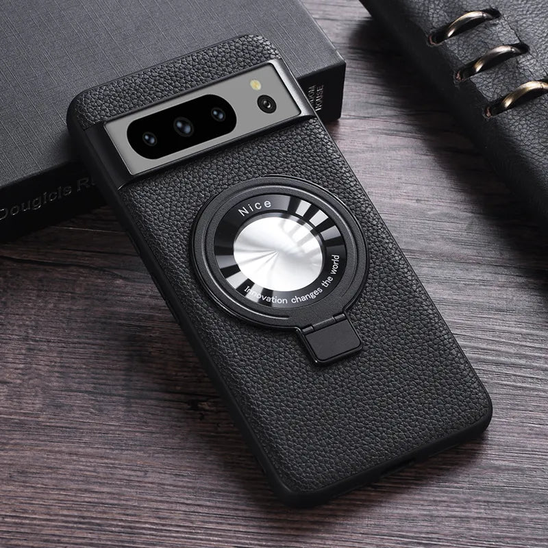 Premium Leather Magnetic Wireless Charging Case For Google Pixel 8 Series - Odin case