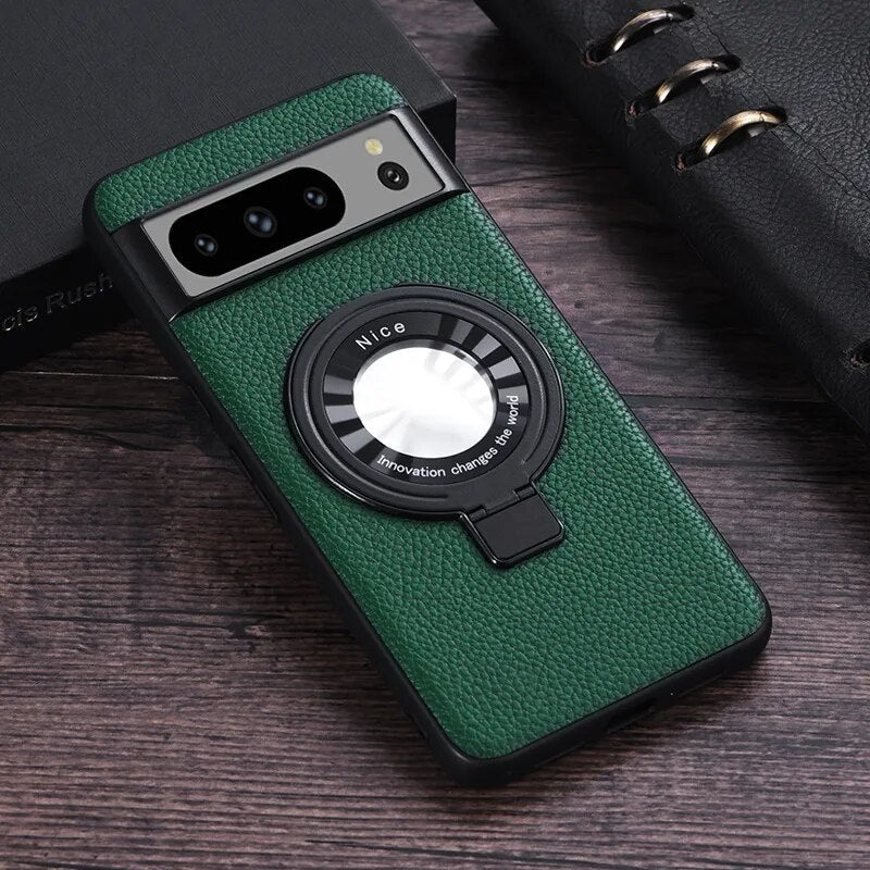 Premium Leather Magnetic Wireless Charging Case For Google Pixel 8 Series - Odin case