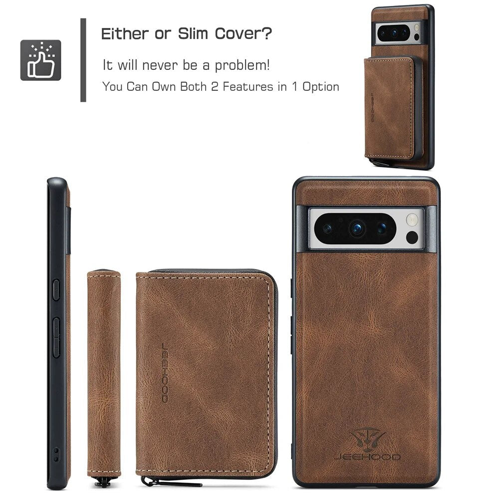 Luxury Magnetic Leather Case with Detachable Wallet for Google Pixel 8 Series - Odin case