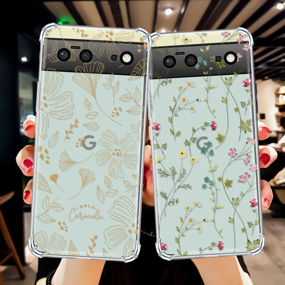 Flower Leaf Transparent Phone Case for Google Pixel 7 Pro - Odin case