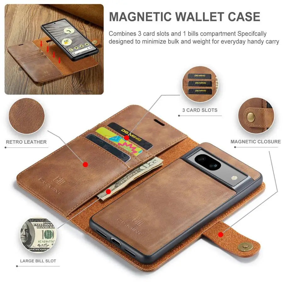 Detachable Magnetic Leather Wallet Case for Google Pixel Series - Odin case