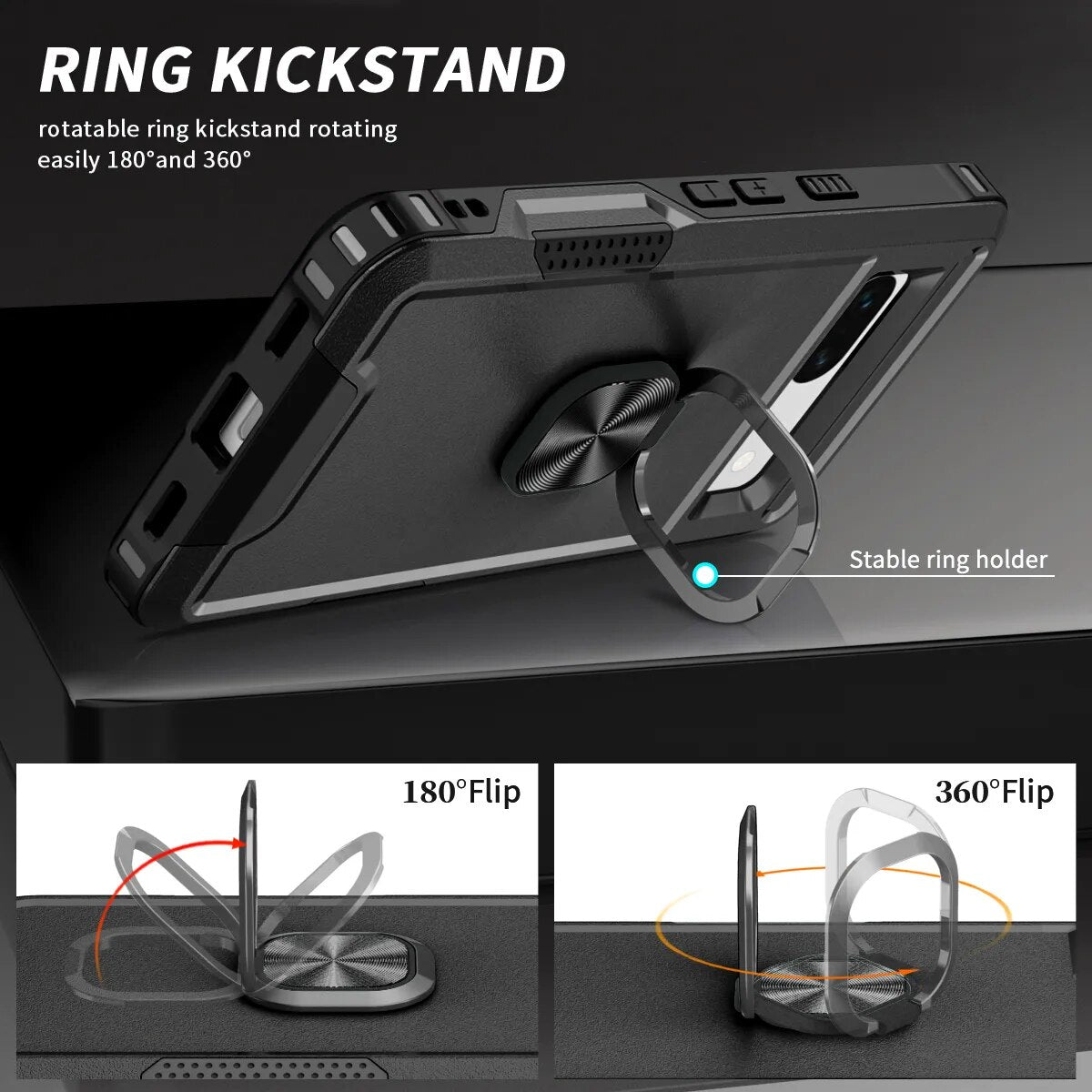 Armor Shockproof Case with Magnetic Ring Holder For Google Pixel 8 Series - Odin case