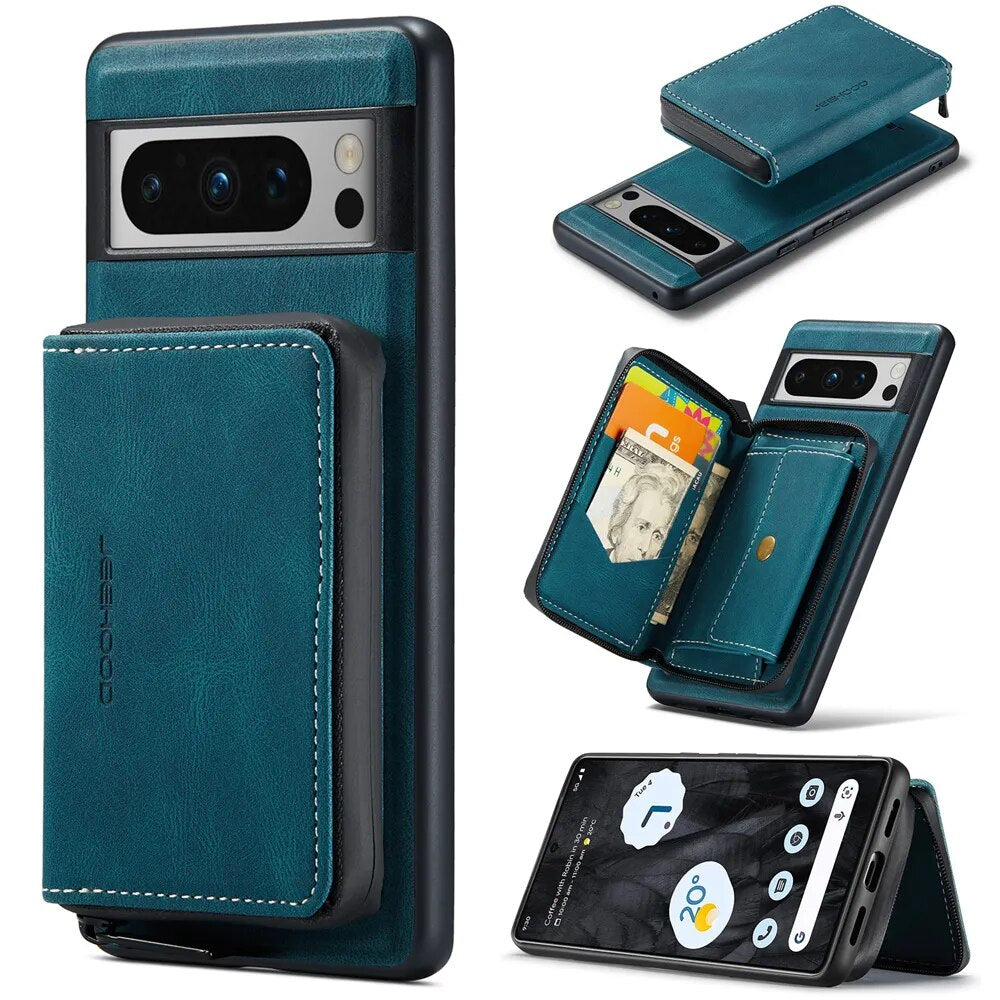 Luxury Magnetic Leather Case with Detachable Wallet for Google Pixel 8 Series - Odin case